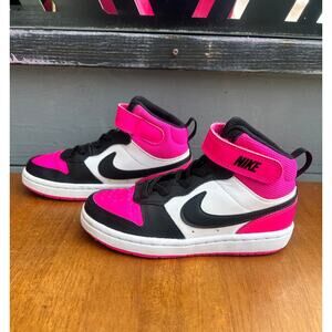 Nike Kids Court Borough Mid Pink Black White High Top Sneakers US 12C